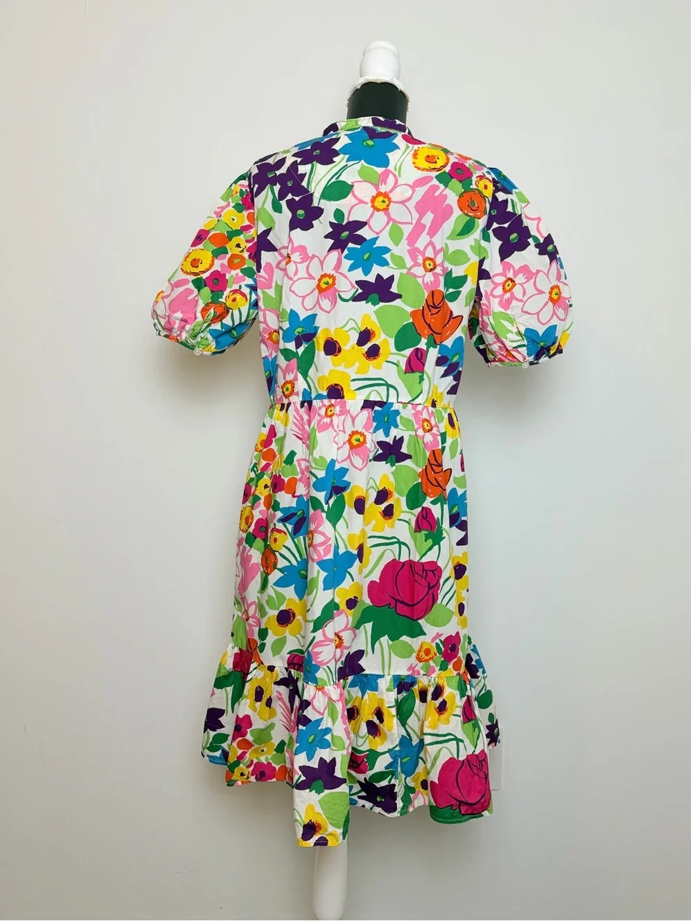 J. Crew Colorful Floral Puff-Sleeve Midi Dress Size 14